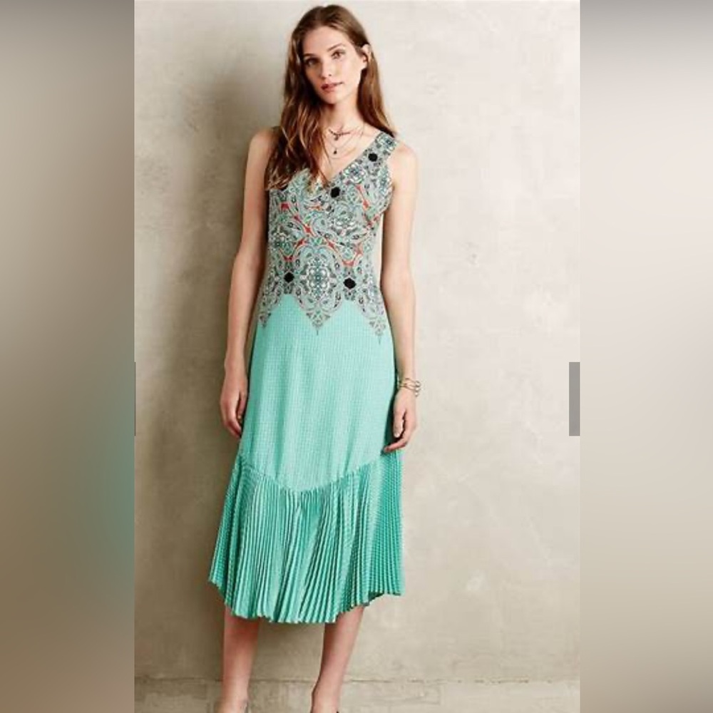 Anthropologie Maeve Canyon Creek Turquoise Dress Petite 6
